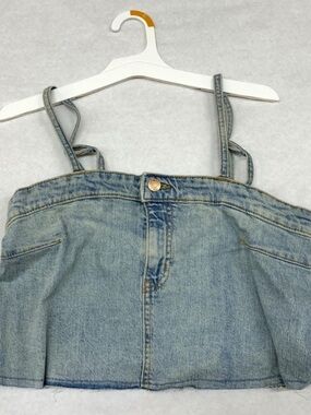 wild fable Light Blue Denim Cropped Top with Straps